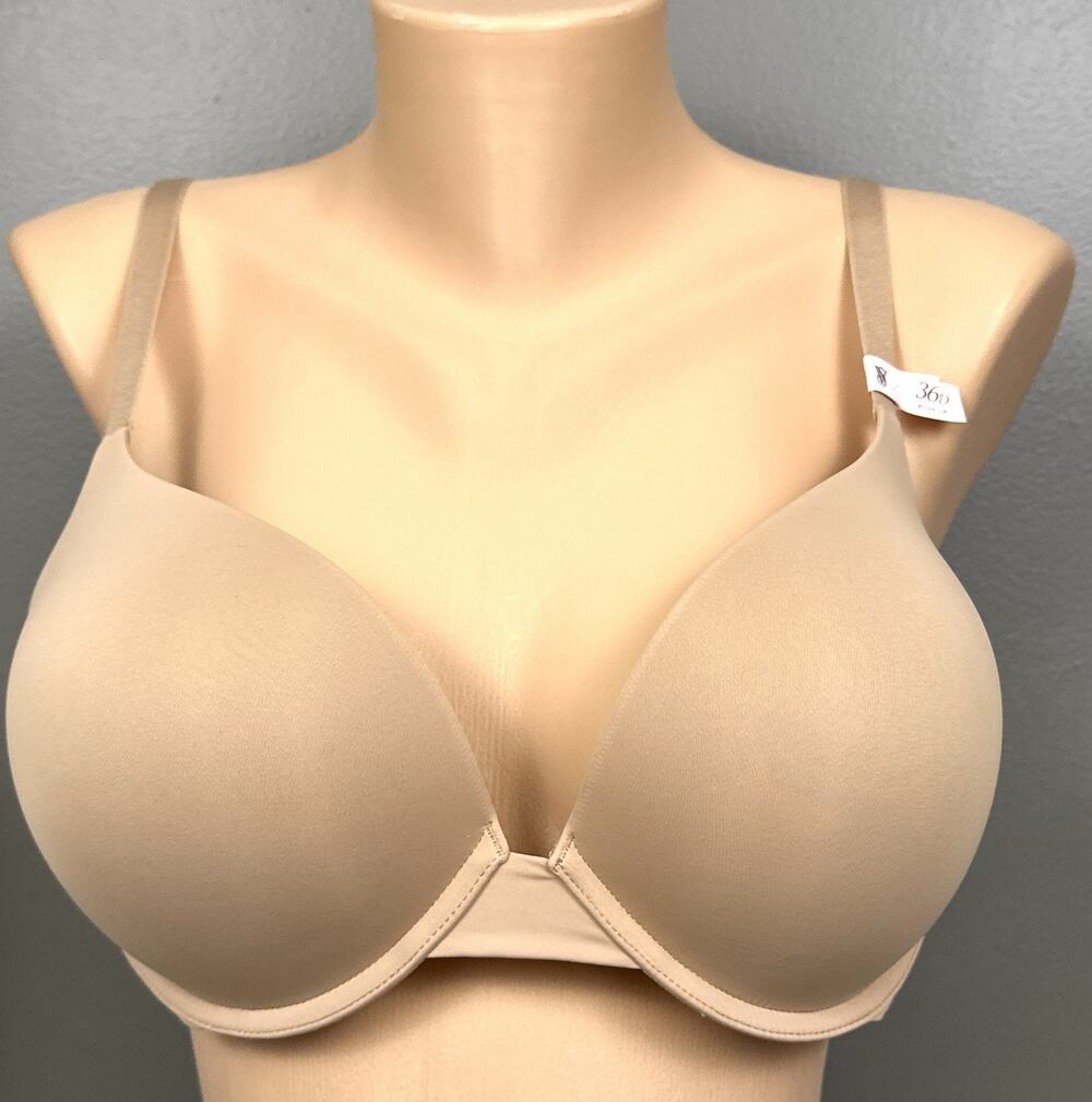 New Victoria's Secret Plunge Bombshell Bra 36D Nude Beige Push Up 416613 NWT